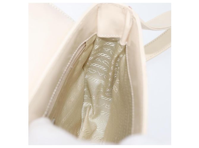Borsa a spalla PRADA in pelle verniciata avorio argento Auth LNZ602 Crudo - vista 19