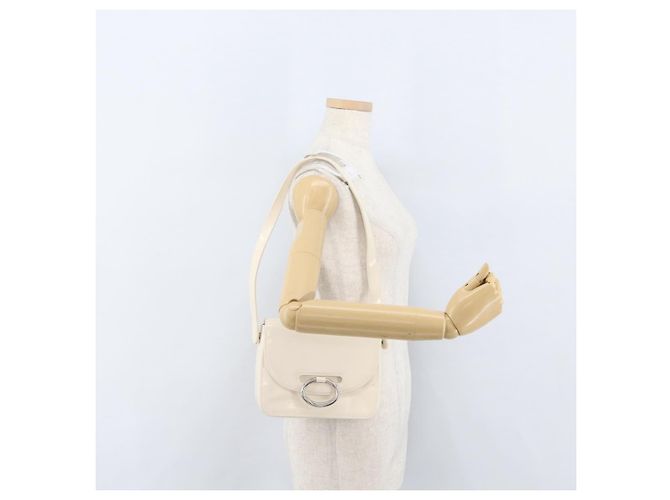 Borsa a spalla PRADA in pelle verniciata avorio argento Auth LNZ602 Crudo - vista 24