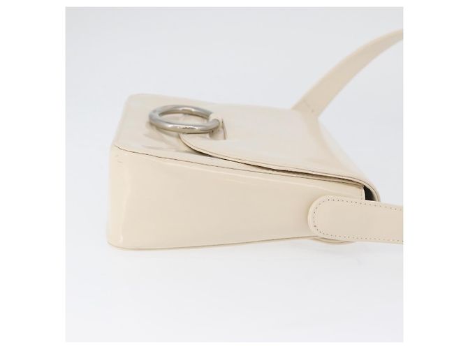 Borsa a spalla PRADA in pelle verniciata avorio argento Auth LNZ602 Crudo - vista 4