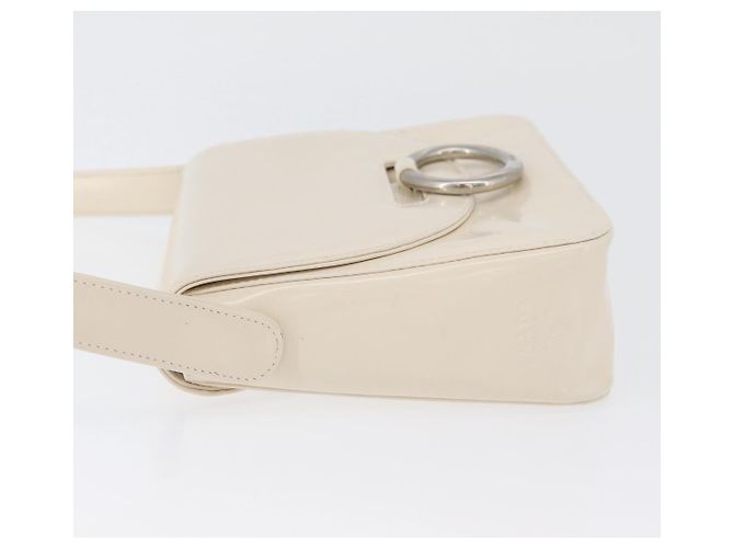 Borsa a spalla PRADA in pelle verniciata avorio argento Auth LNZ602 Crudo - vista 5