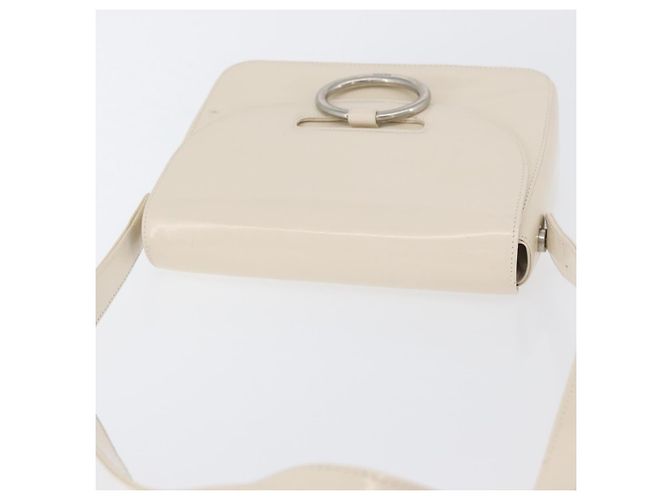 Borsa a spalla PRADA in pelle verniciata avorio argento Auth LNZ602 Crudo - vista 6