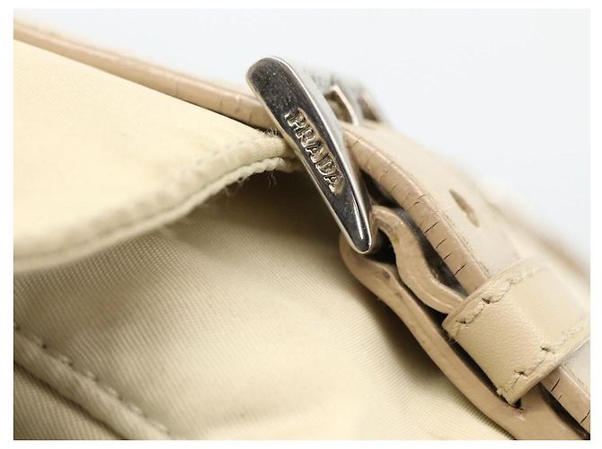 PRADA Schultertasche Nylon Beige Silber Authentisch AMZ363 - Ansicht 14
