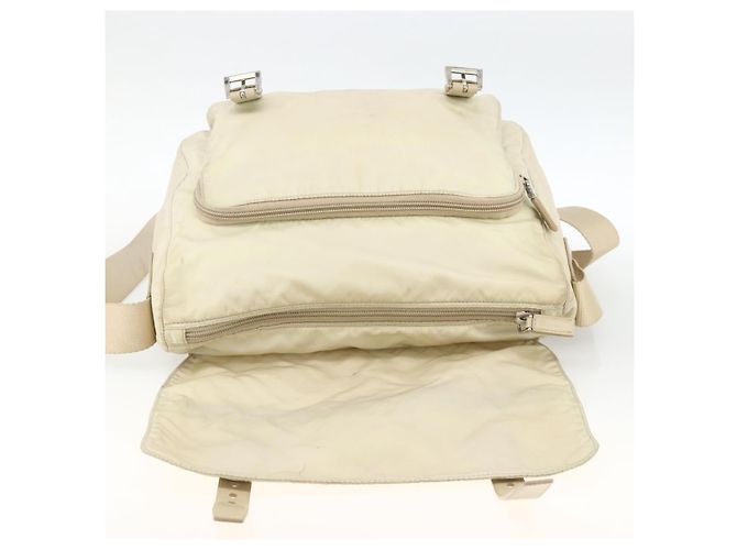 PRADA Schultertasche Nylon Beige Silber Authentisch AMZ363 - Ansicht 17