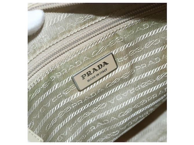 PRADA Schultertasche Nylon Beige Silber Authentisch AMZ363 - Ansicht 19