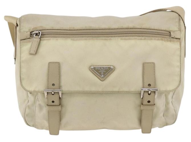 PRADA Schultertasche Nylon Beige Silber Authentisch AMZ363 - Ansicht 2