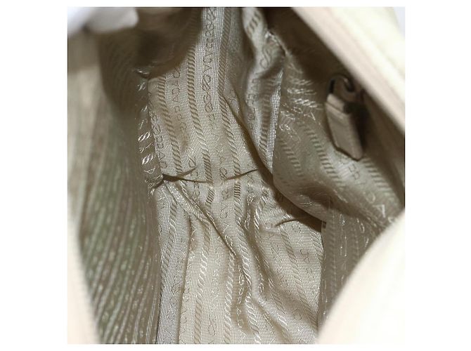 PRADA Schultertasche Nylon Beige Silber Authentisch AMZ363 - Ansicht 22