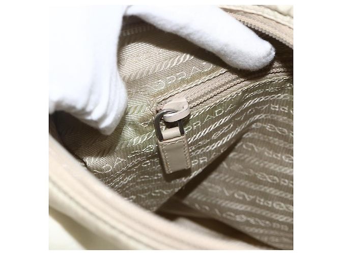 PRADA Schultertasche Nylon Beige Silber Authentisch AMZ363 - Ansicht 23