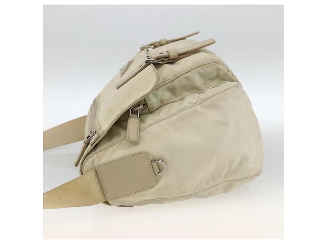 PRADA Schultertasche Nylon Beige Silber Authentisch AMZ363 - Ansicht 4