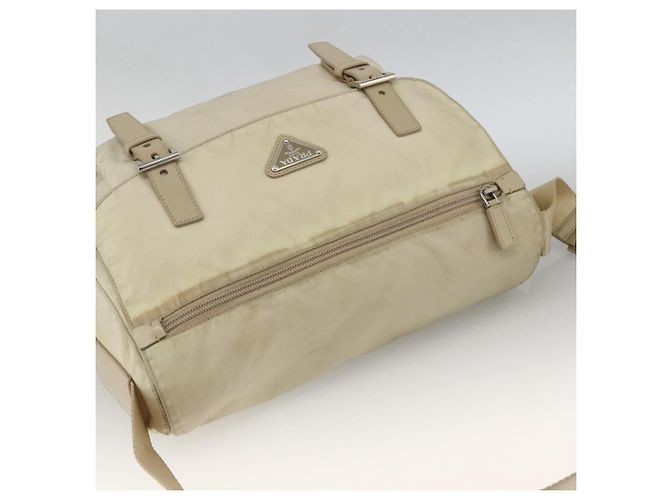 PRADA Schultertasche Nylon Beige Silber Authentisch AMZ363 - Ansicht 6