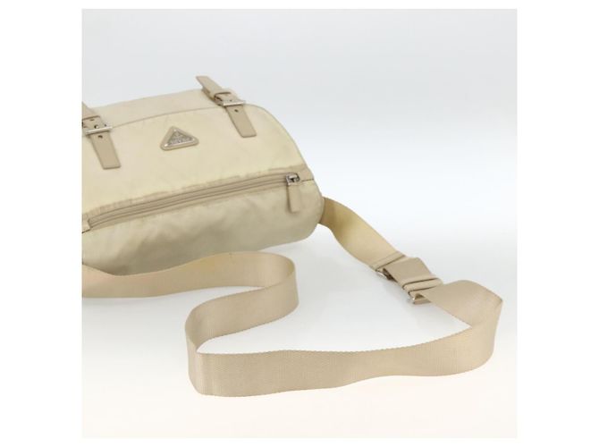 PRADA Schultertasche Nylon Beige Silber Authentisch AMZ363 - Ansicht 7