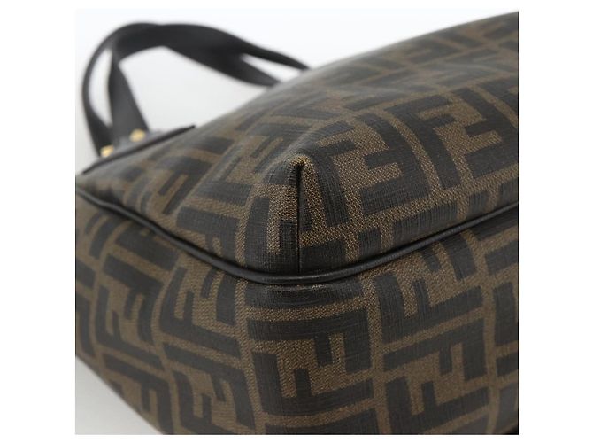 Borsa a mano in tela Zucca FENDI nera e marrone Auth bs34149 Nero - vista 11