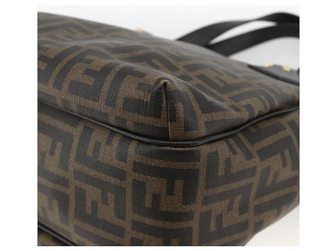 Borsa a mano in tela Zucca FENDI nera e marrone Auth bs34149 Nero - vista 12