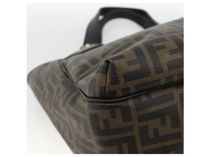 Borsa a mano in tela Zucca FENDI nera e marrone Auth bs34149 Nero - vista 13