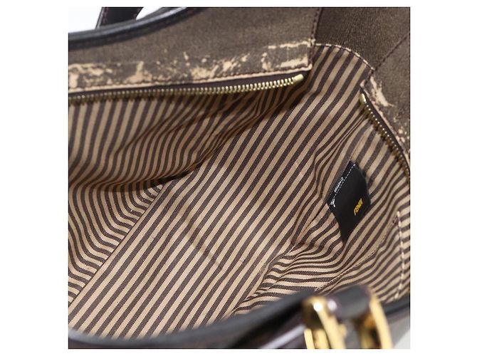 Borsa a mano in tela Zucca FENDI nera e marrone Auth bs34149 Nero - vista 17