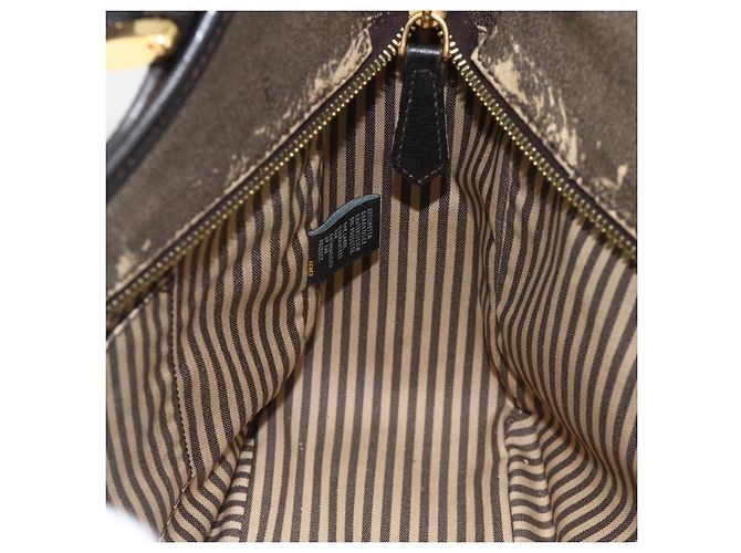 Borsa a mano in tela Zucca FENDI nera e marrone Auth bs34149 Nero - vista 18