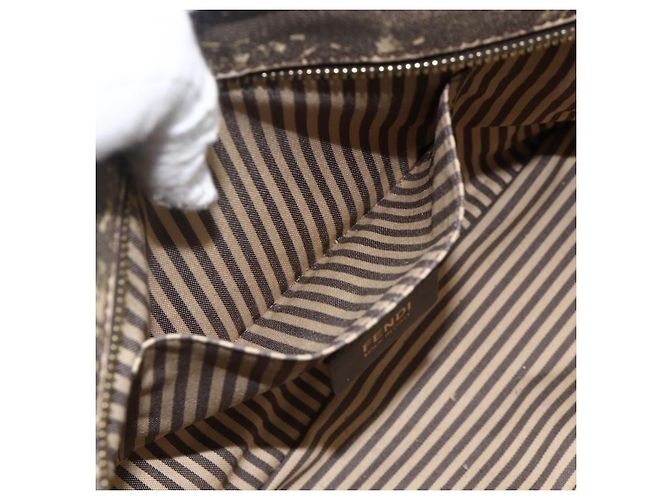 Borsa a mano in tela Zucca FENDI nera e marrone Auth bs34149 Nero - vista 19