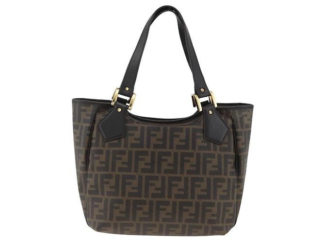 Borsa a mano in tela Zucca FENDI nera e marrone Auth bs34149 Nero - vista 2