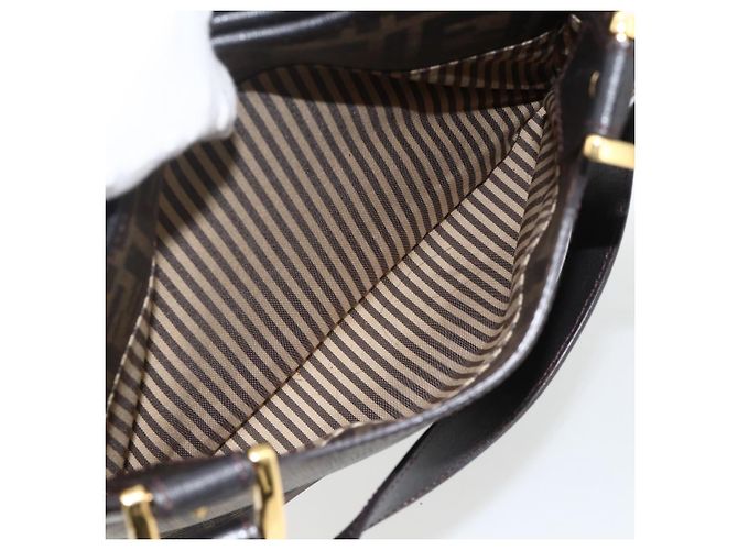 Borsa a mano in tela Zucca FENDI nera e marrone Auth bs34149 Nero - vista 21