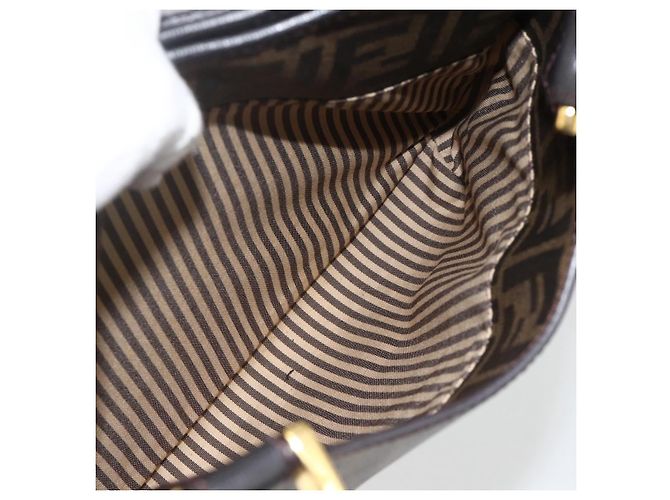 Borsa a mano in tela Zucca FENDI nera e marrone Auth bs34149 Nero - vista 22