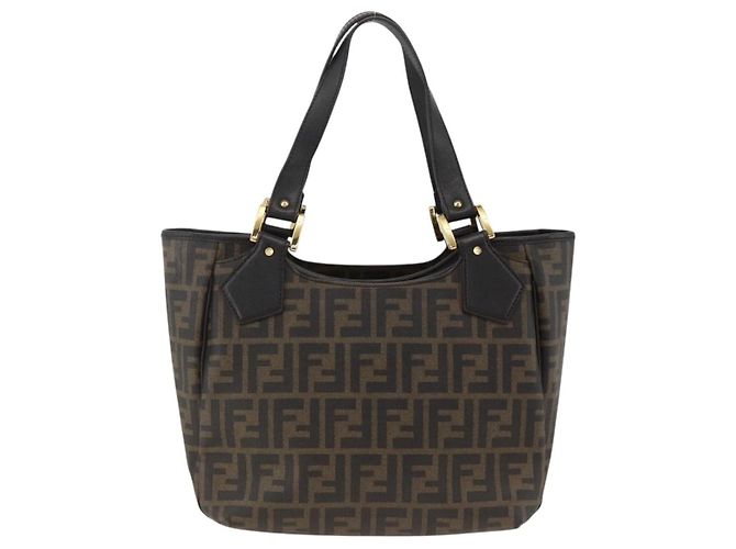 Borsa a mano in tela Zucca FENDI nera e marrone Auth bs34149 Nero - vista 3
