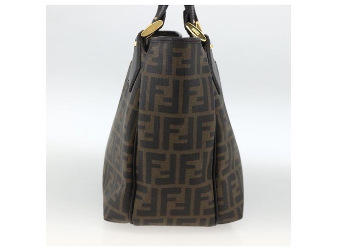 Borsa a mano in tela Zucca FENDI nera e marrone Auth bs34149 Nero - vista 4