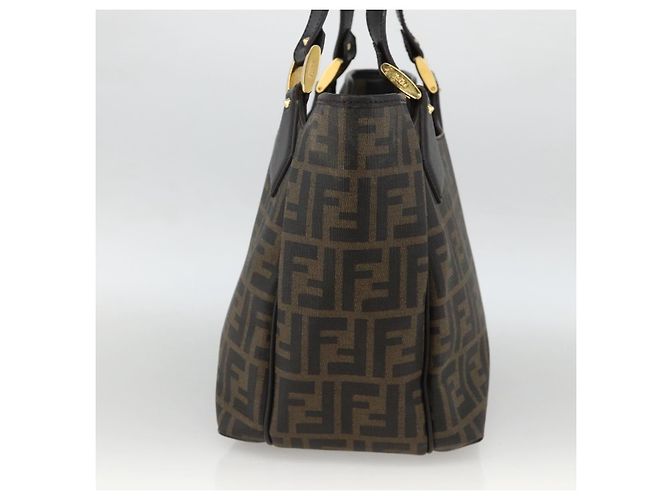 Borsa a mano in tela Zucca FENDI nera e marrone Auth bs34149 Nero - vista 5