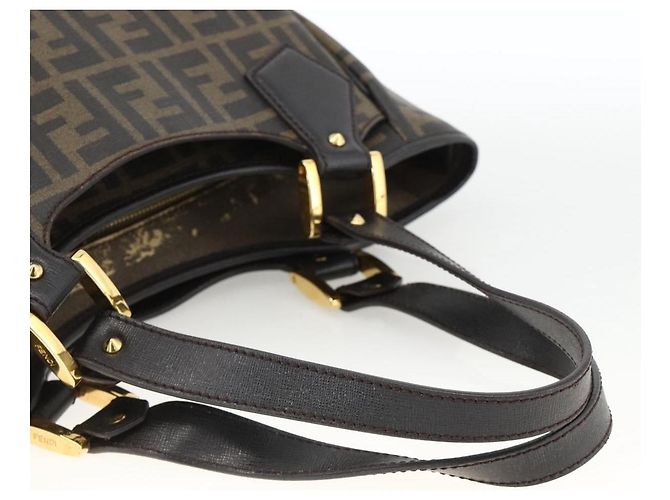 Borsa a mano in tela Zucca FENDI nera e marrone Auth bs34149 Nero - vista 7