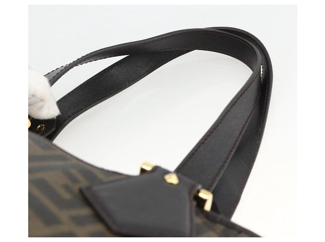 Borsa a mano in tela Zucca FENDI nera e marrone Auth bs34149 Nero - vista 8