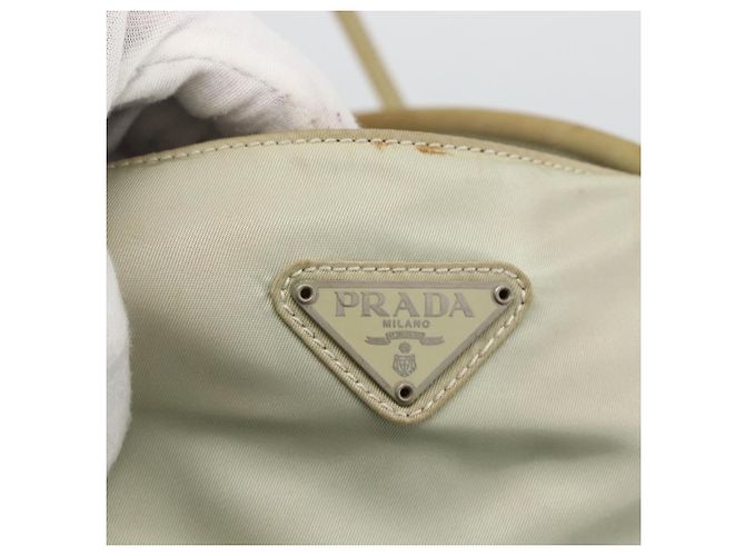 PRADA Tote Bag Nylon Beige Silber Auth AMZ381 - Ansicht 14