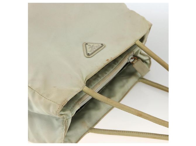 PRADA Tote Bag Nylon Beige Silber Auth AMZ381 - Ansicht 6