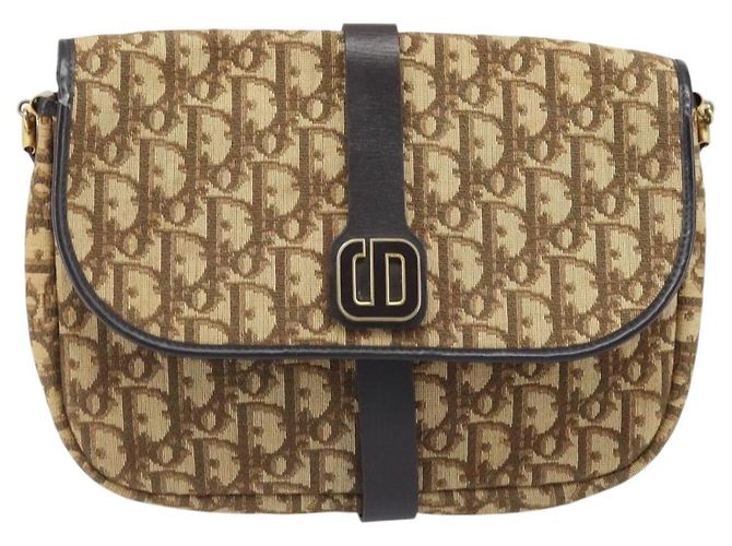 Borsa a Spalla in Tela Trotter Christian Dior Beige Oro Auth ARZ539 - vista 2