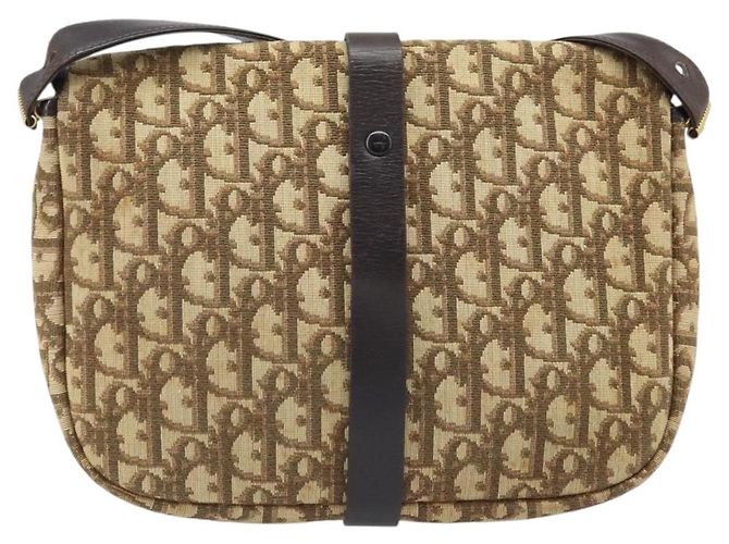 Borsa a Spalla in Tela Trotter Christian Dior Beige Oro Auth ARZ539 - vista 3