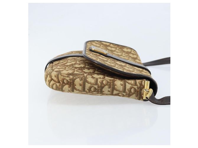 Borsa a Spalla in Tela Trotter Christian Dior Beige Oro Auth ARZ539 - vista 4