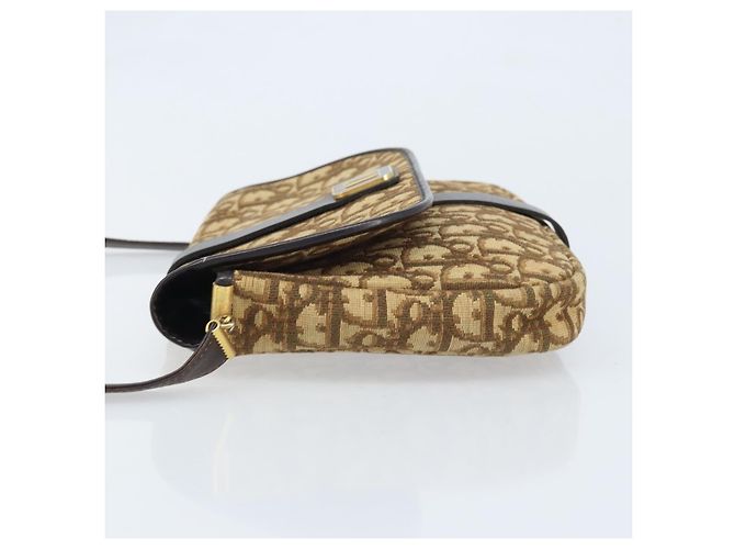 Borsa a Spalla in Tela Trotter Christian Dior Beige Oro Auth ARZ539 - vista 5