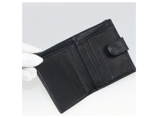 Billetera Bifold CHANEL de Piel Caviar Negra Oro CC Auth bs34177 Negro Dorado - vista 12