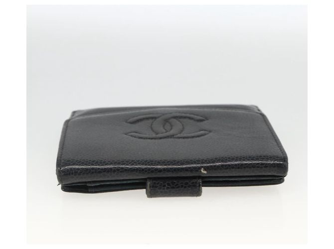 Billetera Bifold CHANEL de Piel Caviar Negra Oro CC Auth bs34177 Negro Dorado - vista 6