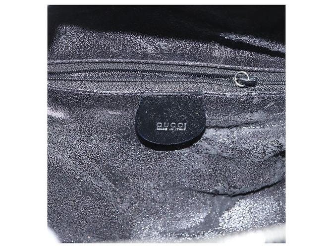 Borsa a mano GUCCI in pelle verniciata nera e argento Bamboo 000 270 0323 Auth ep13896 Nero - vista 15