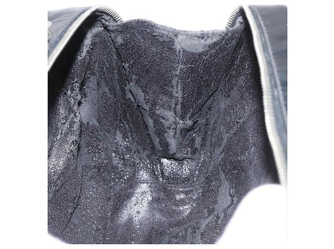 Borsa a mano GUCCI in pelle verniciata nera e argento Bamboo 000 270 0323 Auth ep13896 Nero - vista 17
