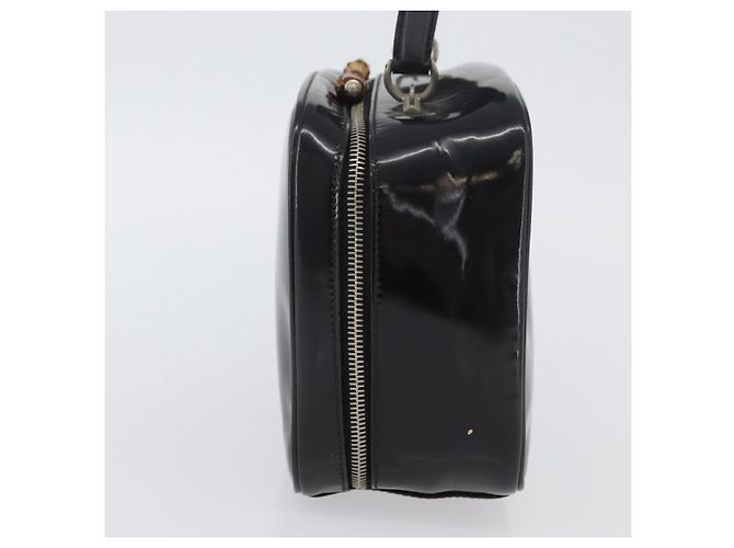 Borsa a mano GUCCI in pelle verniciata nera e argento Bamboo 000 270 0323 Auth ep13896 Nero - vista 4