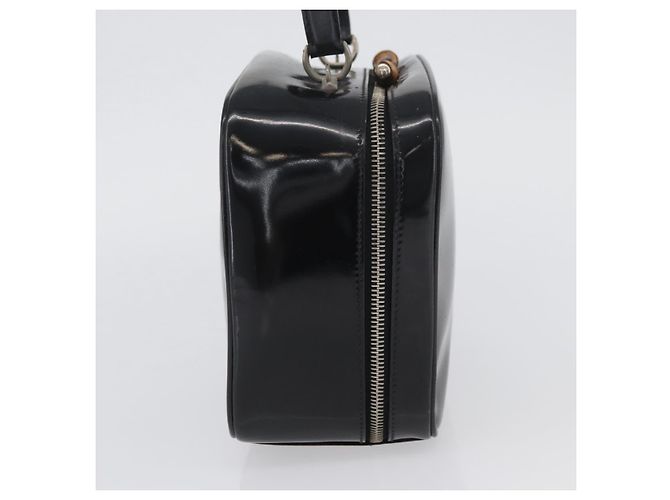 Borsa a mano GUCCI in pelle verniciata nera e argento Bamboo 000 270 0323 Auth ep13896 Nero - vista 5