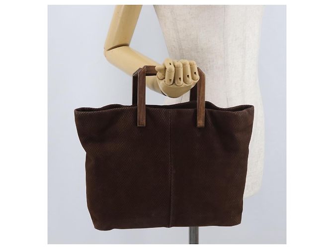 Borsa a Mano LOEWE in Camoscio Marrone Oro Auth SW2166 D'oro - vista 24