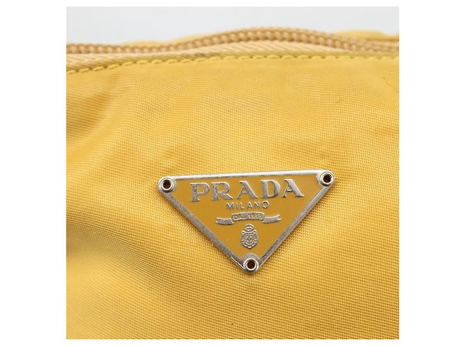 PRADA Bolsa Pouch de Nylon Amarillo Plata Auth AMZ450 - vista 14