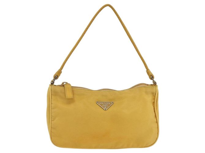 PRADA Bolsa Pouch de Nylon Amarillo Plata Auth AMZ450 - vista 2