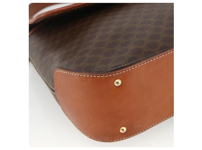 Céline Borsa a mano in tela Macadam CELINE in pelle PVC marrone oro Auth ka3426 - vista 11