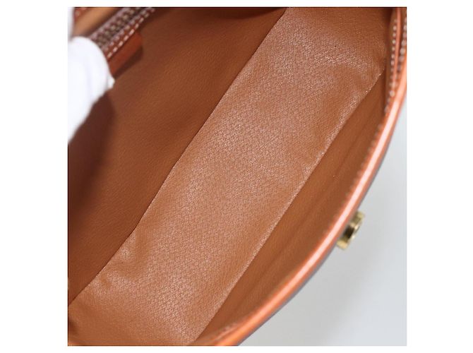 Céline Borsa a mano in tela Macadam CELINE in pelle PVC marrone oro Auth ka3426 - vista 16