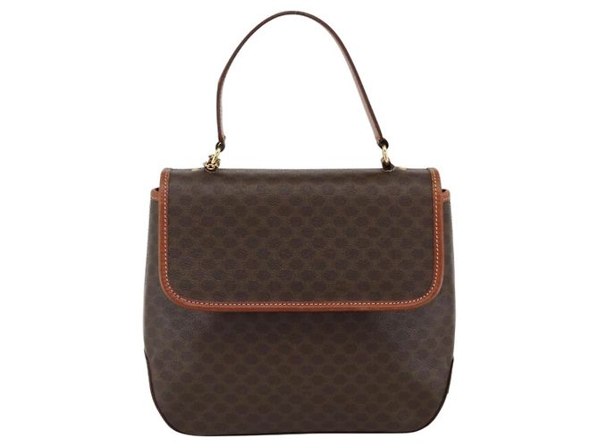 Céline Borsa a mano in tela Macadam CELINE in pelle PVC marrone oro Auth ka3426 - vista 2