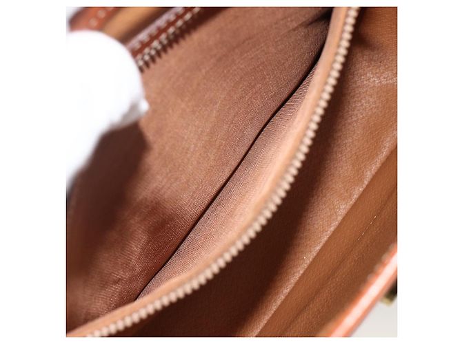 Céline Borsa a mano in tela Macadam CELINE in pelle PVC marrone oro Auth ka3426 - vista 20