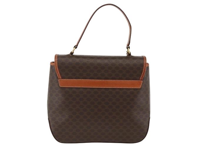 Céline Borsa a mano in tela Macadam CELINE in pelle PVC marrone oro Auth ka3426 - vista 3
