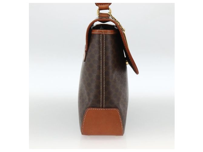 Céline Borsa a mano in tela Macadam CELINE in pelle PVC marrone oro Auth ka3426 - vista 4