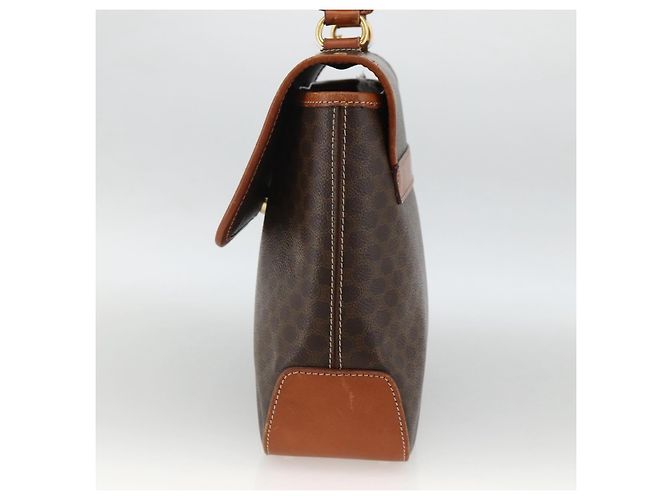 Céline Borsa a mano in tela Macadam CELINE in pelle PVC marrone oro Auth ka3426 - vista 5